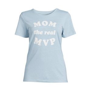 NEW 'Mom The Real MVP' Spell out Graphic Mother's Day Soft Short Sleeve T-Shirt